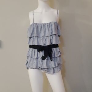 Body C grey tank top with spaghetti straps and bow, L